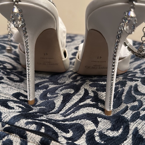 Jimmy Choo White/Ivory Saeda 100 Bridal Mule Crystal - Picture 6 of 8